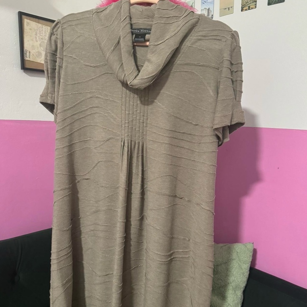 Jessica Howard cowl neck dress with pleats, featuring a flattering fit